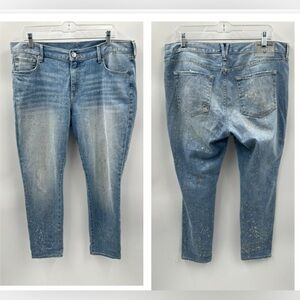TRUE RELIGION Speckled Hen woman mid rise slim boyfriend cotton denim jean 30